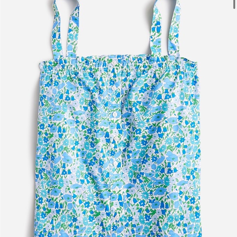 J. Crew Liberty Fabric Blue Floral Print Blouse Size XL